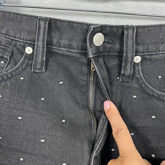 Madewell Rigid Denim A-line Skirt Size 25 Black Mini Metalic Dots Edition - Picture 6 of 12